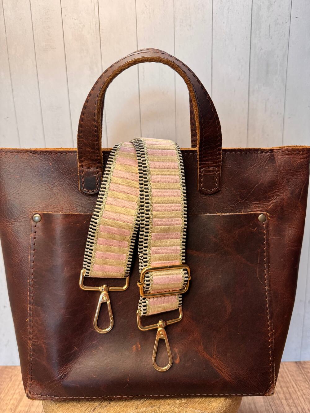 Pink Tan Striped Purse Strap Crossbody Bag Strap NEW! Boho Bag Strap